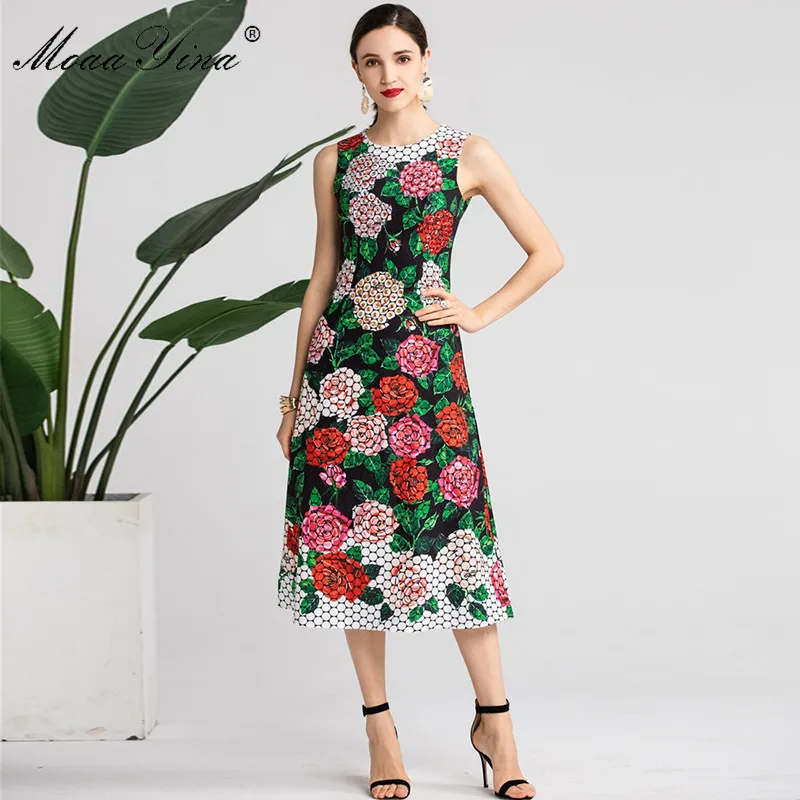MoaaYina Fashion Designer Runway dress Spring Summer Women Dress Floral-Print Crystal Diamond Midi Dresses
MoaaYina Fashion Designer Runway dress Spring Summer Women Dress Floral-Print Crystal Diamond Midi Dresses