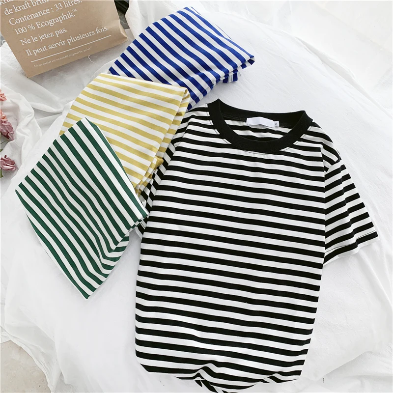 T Shirt Women Striped basic Tops Harajuku ulzzang Tshirt 2019 Summer Short Sleeve Korean casual slim T-shirts camiseta feminina
T Shirt Women Striped basic Tops Harajuku ulzzang Tshirt 2019 Summer Short Sleeve Korean casual slim T-shirts camiseta feminina