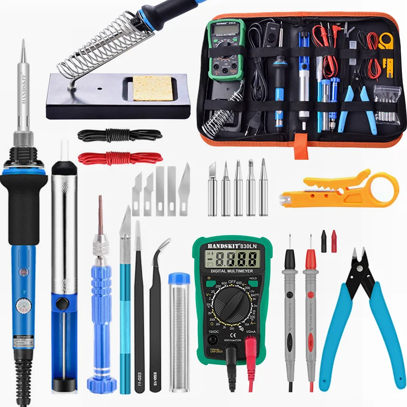 High Quality EU/US60W Electric Soldering Iron Kit Digital Multimeter Tweezers Plier Desoldering Pump Solder Welding Repair Tools
High Quality EU/US60W Electric Soldering Iron Kit Digital Multimeter Tweezers Plier Desoldering Pump Solder Welding Repair Tools