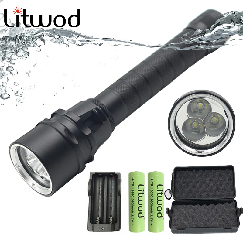 Litwod Z20 Cree 3* XM-L T6 LED Diving Flashlight Swimming torch 8000LM Waterproof Diving flash light Underwater 120M Camping
Litwod Z20 Cree 3* XM-L T6 LED Diving Flashlight Swimming torch 8000LM Waterproof Diving flash light Underwater 120M Camping