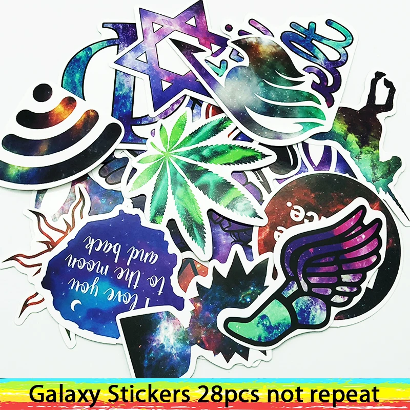 28Pcs/Lot Waterproof Galaxy Colar Funny Laptop Sticker For Trunk Skateboard Guitar Fridge Decal Car-Styling Toy Stickers
28Pcs/Lot Waterproof Galaxy Colar Funny Laptop Sticker For Trunk Skateboard Guitar Fridge Decal Car-Styling Toy Stickers