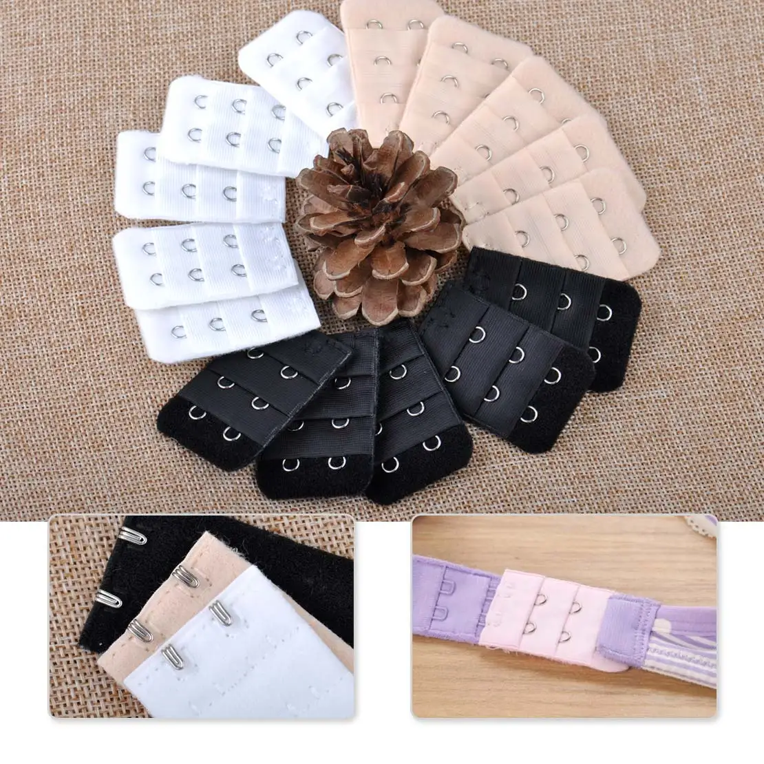15Pcs Ladies Bra Extender 2 Hooks 3 Rows Strap Extension Black White and Skin Color Women Adjustable Belt Buckle Bra Extenders
15Pcs Ladies Bra Extender 2 Hooks 3 Rows Strap Extension Black White and Skin Color Women Adjustable Belt Buckle Bra Extenders