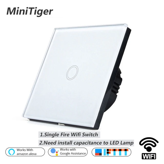 Minitiger EU/UK WIFI Smart 1 Gang Touch Switch APP Wireless Remote Light Wall Touch Switch Work With Alexa / Google Home
Minitiger EU/UK WIFI Smart 1 Gang Touch Switch APP Wireless Remote Light Wall Touch Switch Work With Alexa / Google Home
