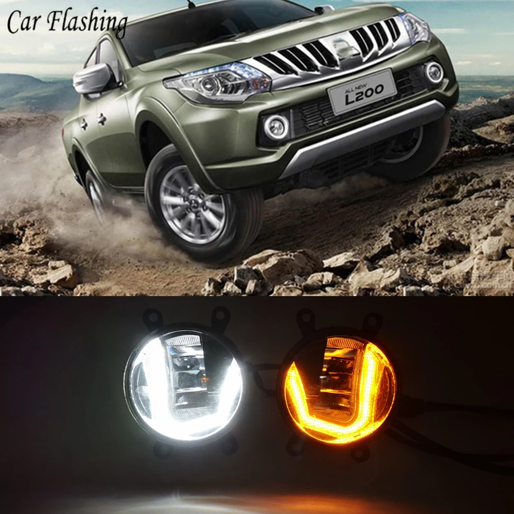 3-IN-1 Functions LED DRL Daytime Running Light Car Projector Fog Lamp with yellow signal For Mitsubishi Triton L200 2013 -2017
3-IN-1 Functions LED DRL Daytime Running Light Car Projector Fog Lamp with yellow signal For Mitsubishi Triton L200 2013 -2017