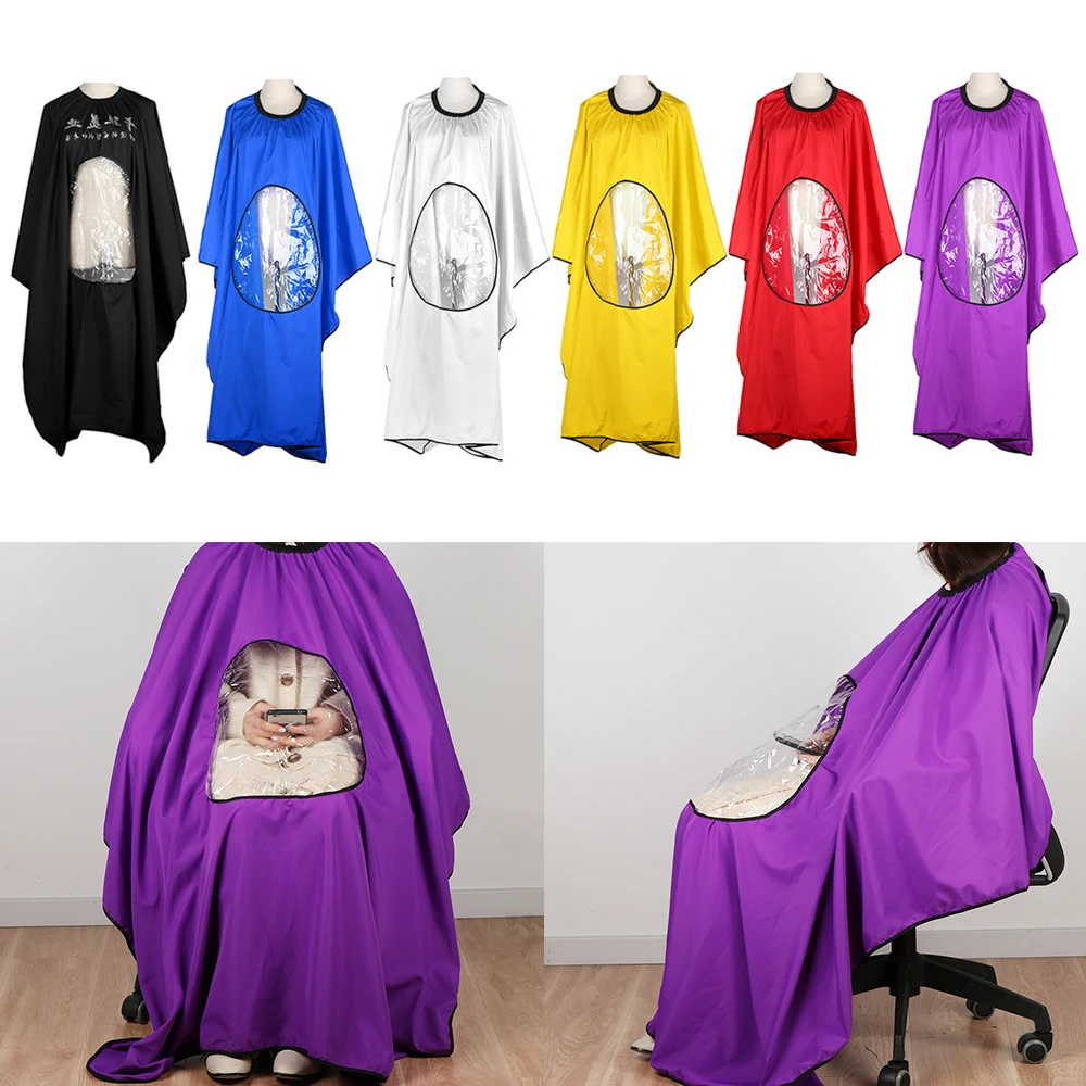 Hairdresser Hair Cutting Cape Salon Adult Waterproof Gown Wrap Transparent Viewing Window Barbers Cloth Can play cell phone
Hairdresser Hair Cutting Cape Salon Adult Waterproof Gown Wrap Transparent Viewing Window Barbers Cloth Can play cell phone
