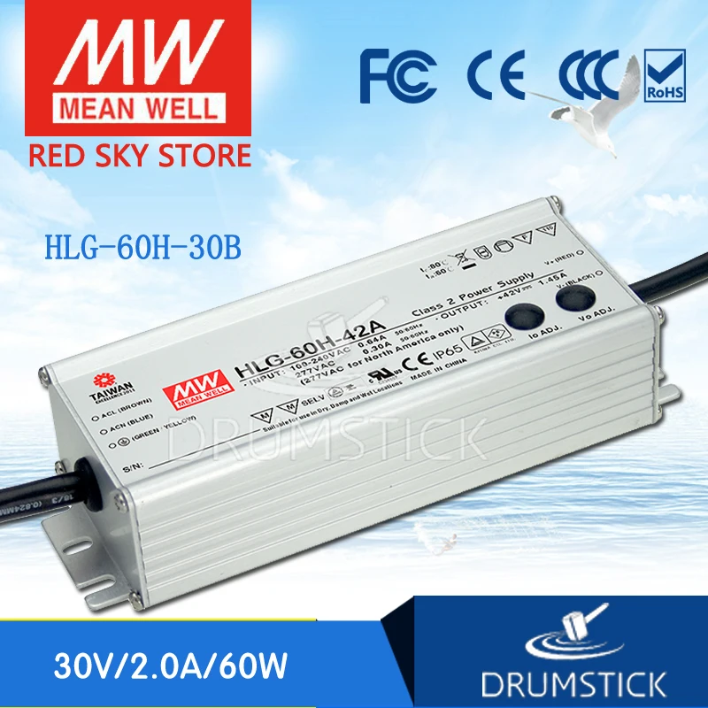 MEAN WELL HLG-60H-30B 30V 2A meanwell HLG-60H 30V 60W Single Output LED Driver Power Supply B type
MEAN WELL HLG-60H-30B 30V 2A meanwell HLG-60H 30V 60W Single Output LED Driver Power Supply B type