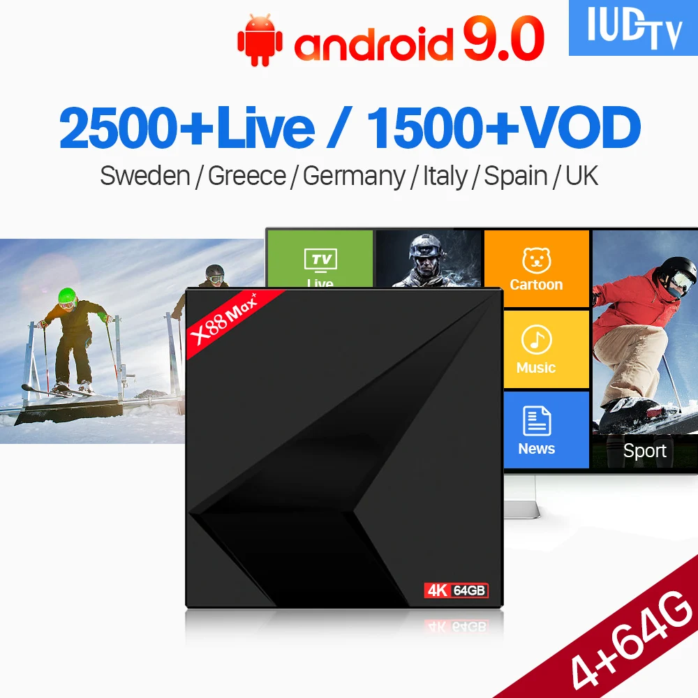 Arabic UK Swedish IPTV Subscription X88MAX 1 Year IUDTV IPTV Code Android TV Box Germany Turkish IPTV Spain Italy Greece IP TV
Arabic UK Swedish IPTV Subscription X88MAX 1 Year IUDTV IPTV Code Android TV Box Germany Turkish IPTV Spain Italy Greece IP TV