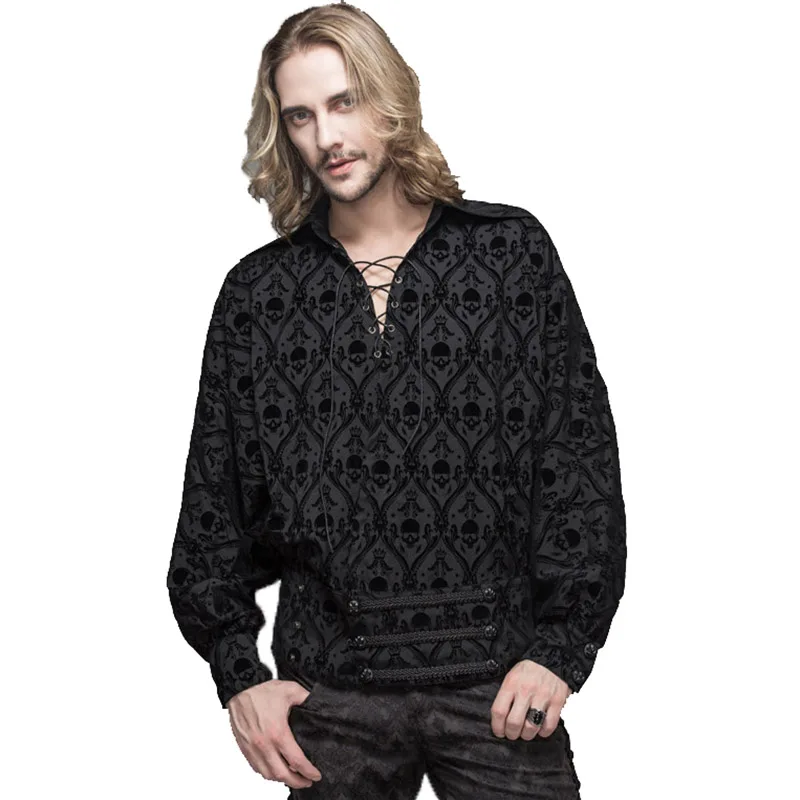 Gothic Punk T-shirts Men Long Sleeve Clothing 2017 Casual Turn-down Collar Streetwear Retro Printed T-shirt Tops Rayon SHT020
Gothic Punk T-shirts Men Long Sleeve Clothing 2017 Casual Turn-down Collar Streetwear Retro Printed T-shirt Tops Rayon SHT020