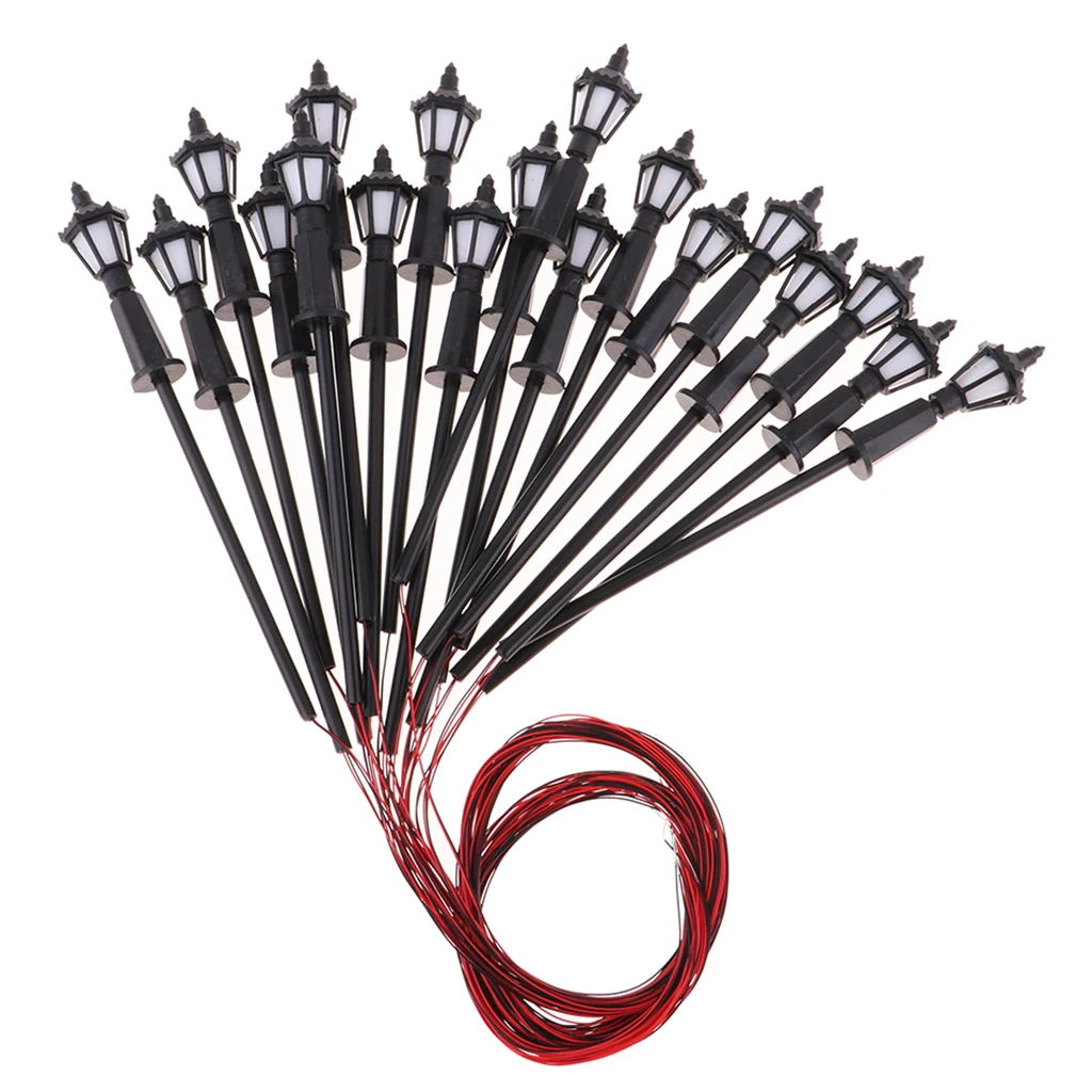 20pc 10cm Model Railway Train Lamp Garden Street Lights HO OO Scale LEDs NEW 1:75