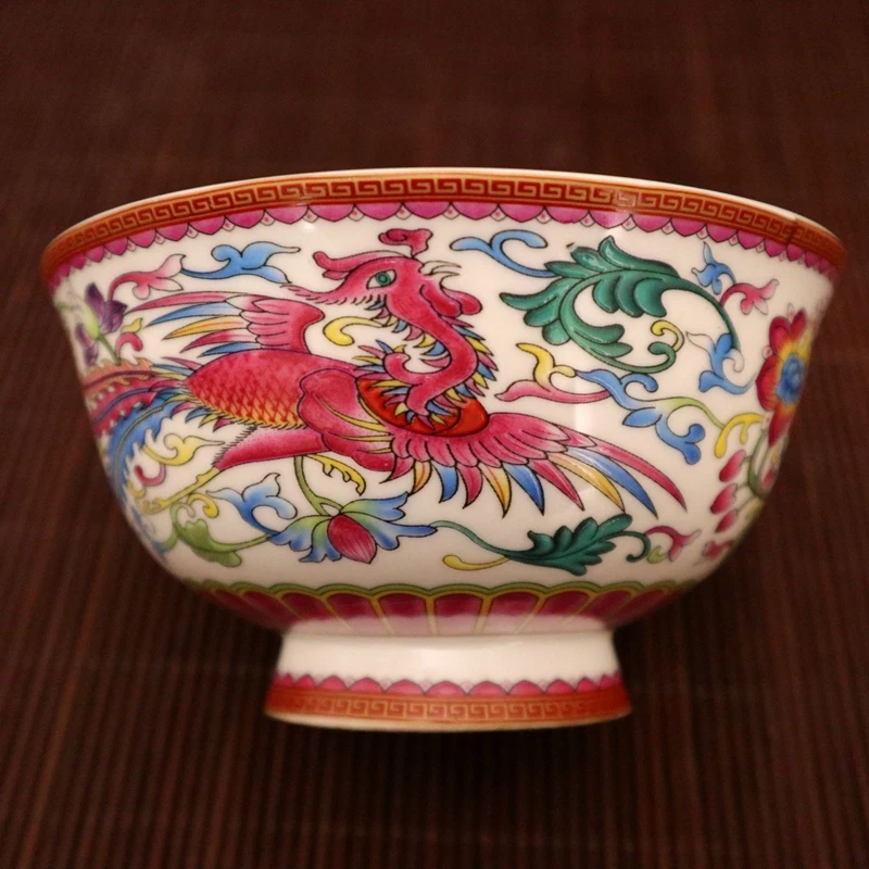 

Exquisite Chinese Famille Rose Porcelain Enamel Colorful Dragon Phoenix Bowl No.1