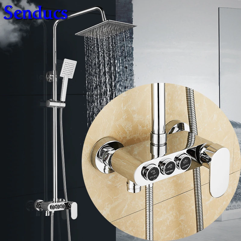 Senducs Chrome Bathroom Shower Set Quality Brass Bath Hot Cold Shower Faucet Stainless Steel Shower Head Fashion Chrome Shower
Senducs Chrome Bathroom Shower Set Quality Brass Bath Hot Cold Shower Faucet Stainless Steel Shower Head Fashion Chrome Shower