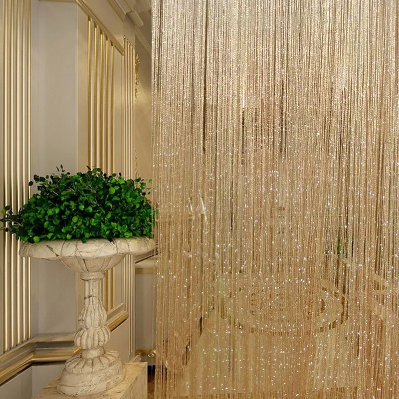 Tassel Glitter Curtains String Champagne For Living Room Window