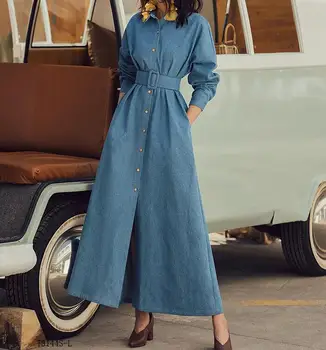 European style 2019 New arrivals summer Spring fashion women clothes temperament solid color vintage cowboy dress T3144
European style 2019 New arrivals summer Spring fashion women clothes temperament solid color vintage cowboy dress T3144