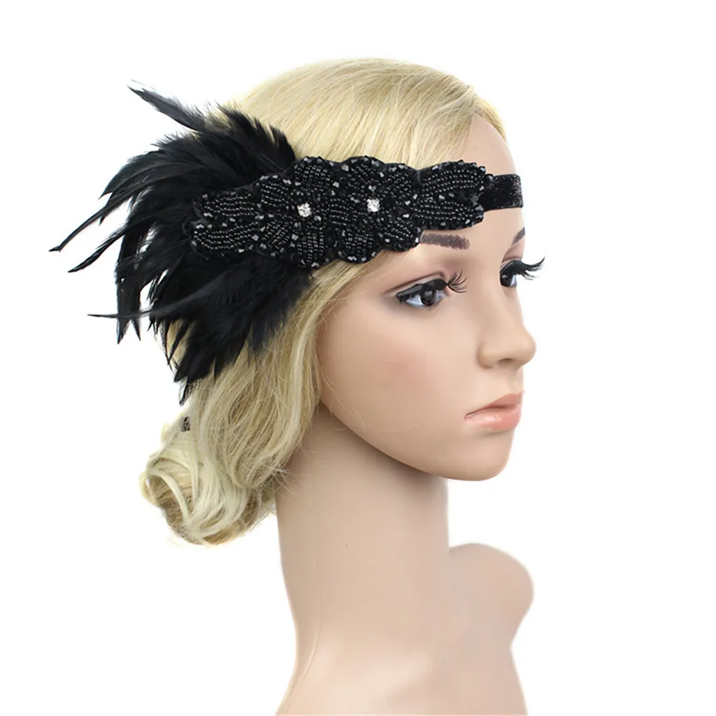 Black Rhinestone Beaded Sequin Hair Band 1920s Vintage Gatsby Party Headpiece Women Flapper Feather Headband Hair Accessories
Black Rhinestone Beaded Sequin Hair Band 1920s Vintage Gatsby Party Headpiece Women Flapper Feather Headband Hair Accessories