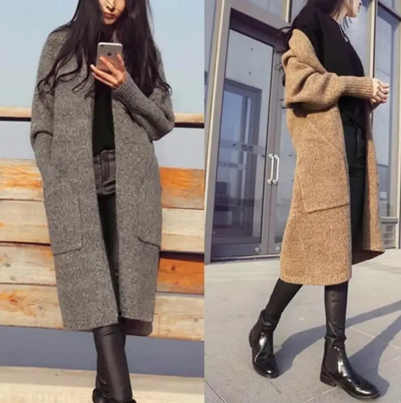 Women's autumn winter sweater jacket new thickened mid - long - sleeved top knitted cardigan trend coat
Women's autumn winter sweater jacket new thickened mid - long - sleeved top knitted cardigan trend coat