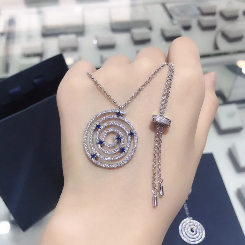 Фото UMGODLY Luxury Brand Spiral Lollipop Necklace Silver Color Stones Star Penant Women Fashion Jewelry New Arrival | Украшения и