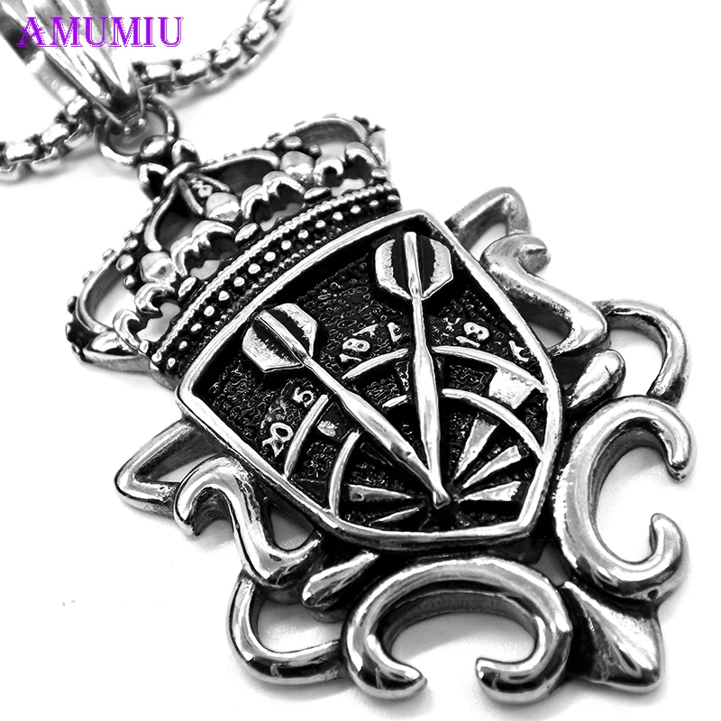 AMUMIU Arrow target Darts Crown Pendent Necklace Cartoon Movie Pendants Chain Men's Jewelry Accessories Gift For Men P061
AMUMIU Arrow target Darts Crown Pendent Necklace Cartoon Movie Pendants Chain Men's Jewelry Accessories Gift For Men P061