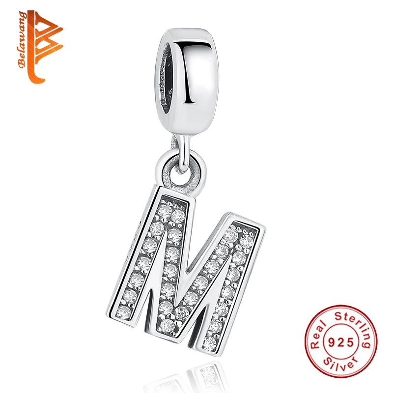 BELAWANG 925 Sterling Silver Charm Pendant Letter Of The Alphabet With Crystal Fit Charm Bracelets & Bangles DIY Jewelry Making
BELAWANG 925 Sterling Silver Charm Pendant Letter Of The Alphabet With Crystal Fit Charm Bracelets & Bangles DIY Jewelry Making