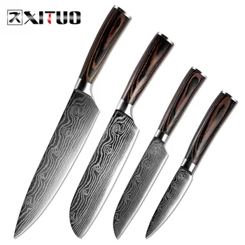 XITUO Kitchen Knife Imitative Damascus Steel Chef Knives Cooking Tools 3.5"5"7"8" Inch 4pcs Set Japanese Santoku Utility Gift
XITUO Kitchen Knife Imitative Damascus Steel Chef Knives Cooking Tools 3.5"5"7"8" Inch 4pcs Set Japanese Santoku Utility Gift