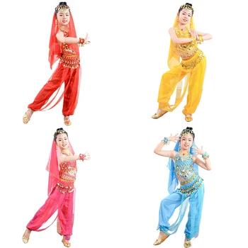 Sequin Belly Dance Costumes for Kids Girls Headwear+vest+trousers+chain Clothing Set Indian Children Stage Wear Performance
Sequin Belly Dance Costumes for Kids Girls Headwear+vest+trousers+chain Clothing Set Indian Children Stage Wear Performance