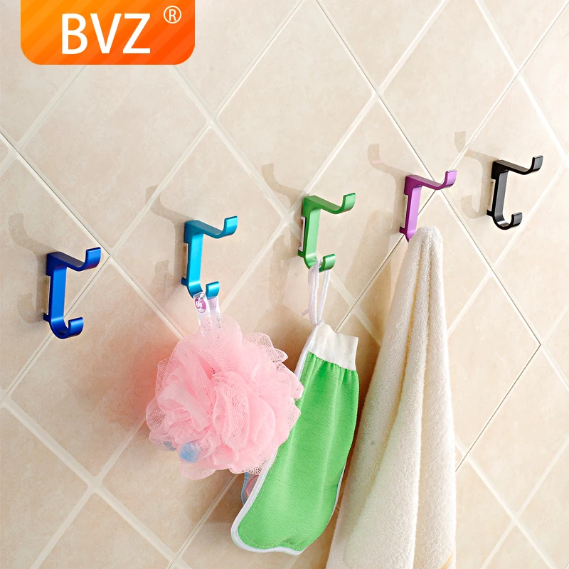 BVZ Aluminum 10 colors Wall hooks Kitchen Cabinet Bathroom Storage Strong Sticky Hooks Up key holder wall hanger | Дом и сад