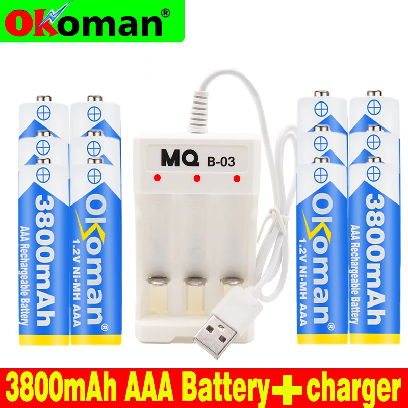 2019 new 1.2V 3800mAh NI-MH AAA Pre-Charged Ni-MH Rechargeable aaa Battery For Toys Camera Microphone Batteries + Charger
2019 new 1.2V 3800mAh NI-MH AAA Pre-Charged Ni-MH Rechargeable aaa Battery For Toys Camera Microphone Batteries + Charger