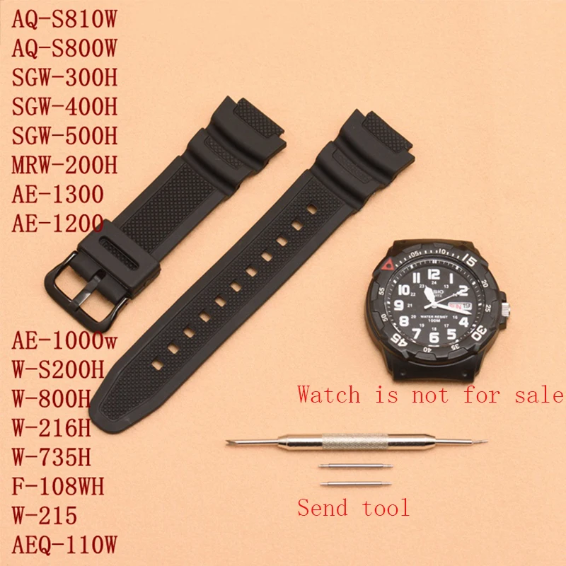 

Watch Accessories 18mm for Casio MRW-200H|W-752|w-s210H|W-800H|W-735H Men's and Women's Sports Waterproof resin Watch Strap