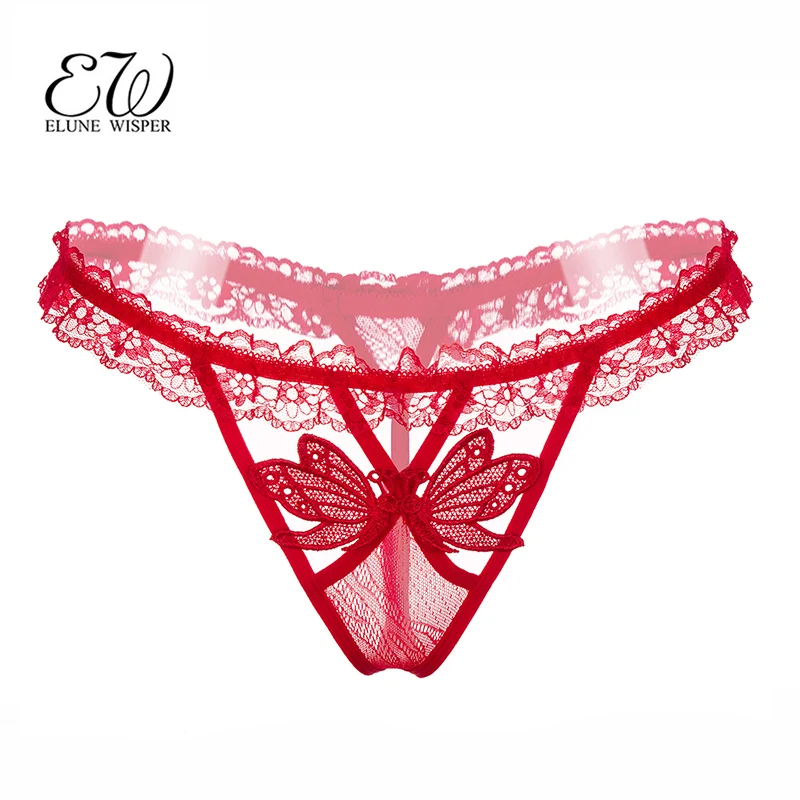 Фото EW Sexy Panties women Underwear Lace Transparent G-string Thong Embroidery Hollow Out Women's Lingerie hot erotic |
