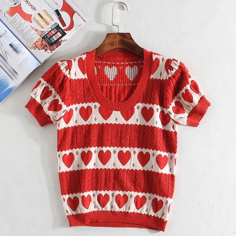 Puff sleeve red heart sweater women hollow out knitted pullovers 2017 new arrival S,M,L
Puff sleeve red heart sweater women hollow out knitted pullovers 2017 new arrival S,M,L