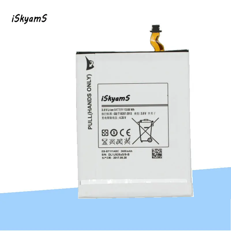 iSkyamS 1x 3600mAh EB-BT111ABC Replacement Battery For Samsung Galaxy TAB 3 Lite 7" SM-T110 T111 T113 T110
iSkyamS 1x 3600mAh EB-BT111ABC Replacement Battery For Samsung Galaxy TAB 3 Lite 7" SM-T110 T111 T113 T110