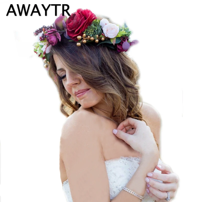 AWAYTR Bridal Headwear for Women Flower Wreath Headband Big Floral Wine Red Hair Band Wedding Party Crown Hair Accessories
AWAYTR Bridal Headwear for Women Flower Wreath Headband Big Floral Wine Red Hair Band Wedding Party Crown Hair Accessories