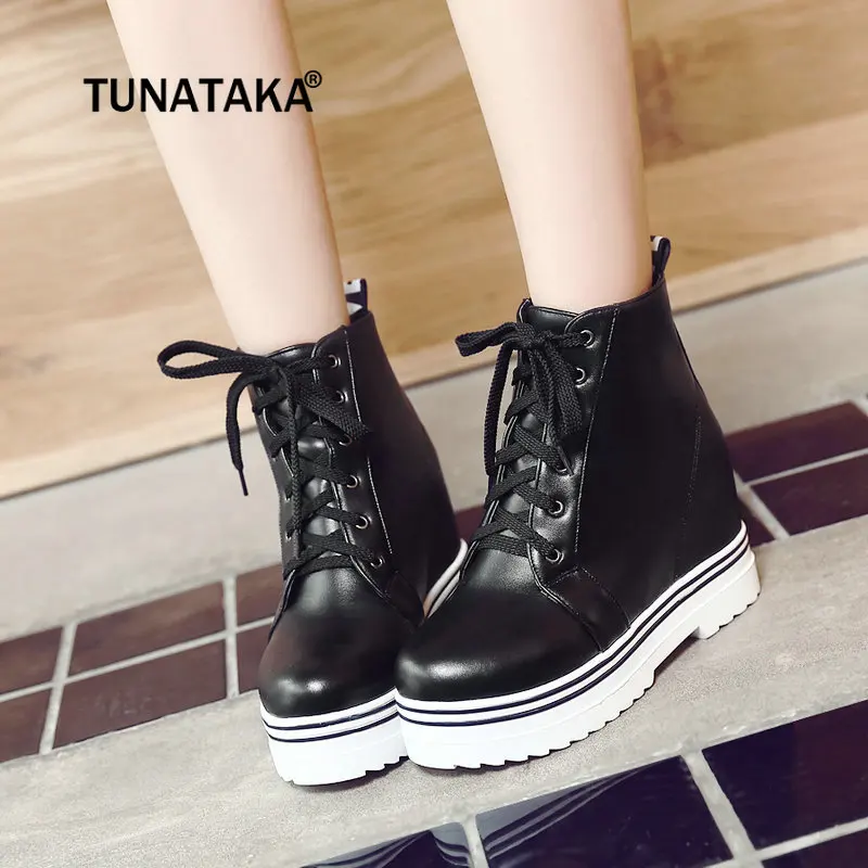 Women Platform Height Increasing Ankle Boots Lace Up Combat Boots Winter Plush Ladies Shoes Gray Red Black
Women Platform Height Increasing Ankle Boots Lace Up Combat Boots Winter Plush Ladies Shoes Gray Red Black