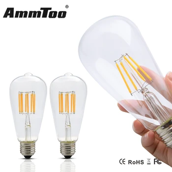 

Dimmable ST64 Vintage Edison Bulb Led Filament Light Bulb E27 4W 6W 8W 220V 120V 110V Replace Incandescent of 60W 80W 100W Lamp