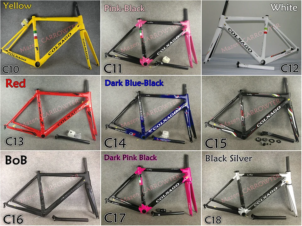 Flash Deal Black-Grey painted CARROWTER T1000 3K Glossy/Matte Colnago C60 carbon road frame bicycle Frameset With BB386 XS/S/M/L/XL 19