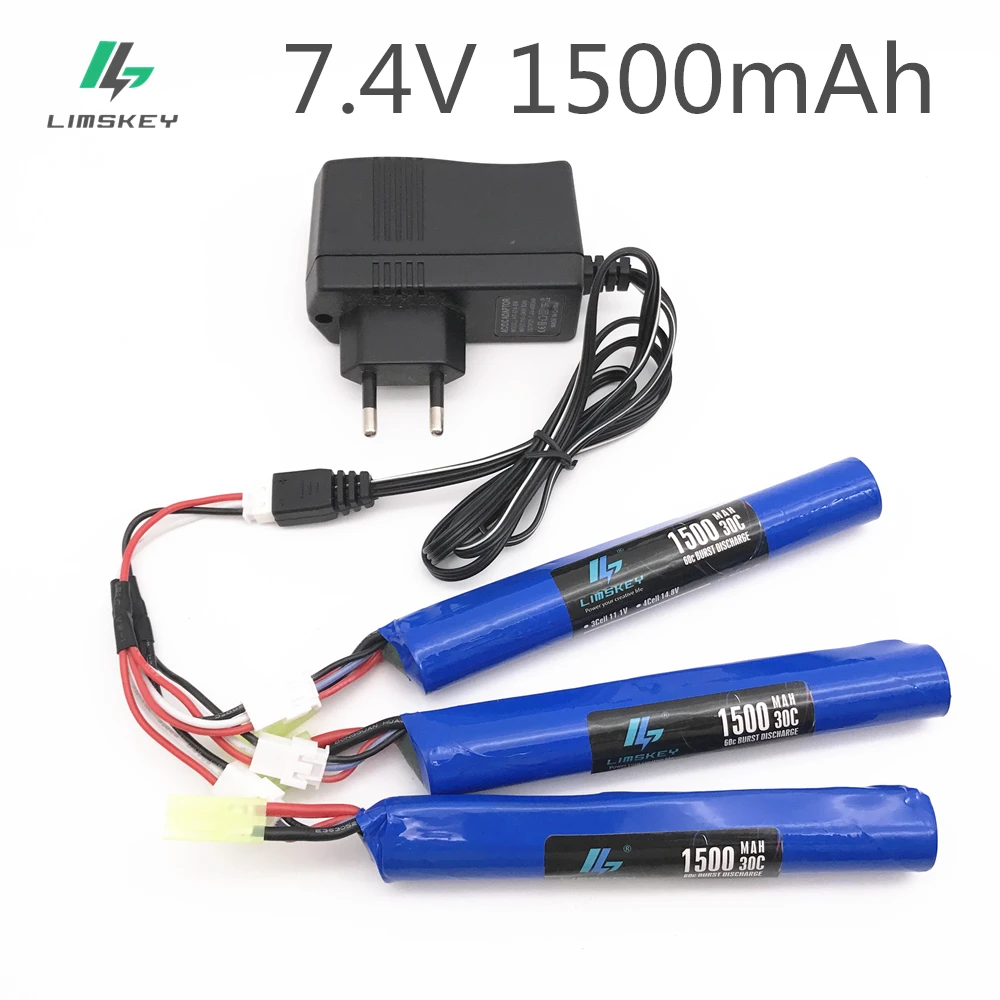 Limskey Power gun battery 3pcs and charger 7.4V 1500MAH 30C AKKU Mini airsoft pistola metal toys Gun Battery Tamiya parts 18650
Limskey Power gun battery 3pcs and charger 7.4V 1500MAH 30C AKKU Mini airsoft pistola metal toys Gun Battery Tamiya parts 18650