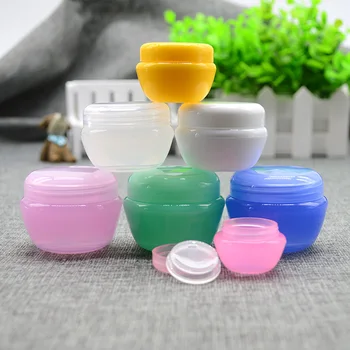 

5Pcs 5g/0.17oz Plastic Empty Makeup Jar Pot Sample bottle Travel Face Cream Balm Lotion Cosmetic Container w/ Inner Lid 6 Colors
