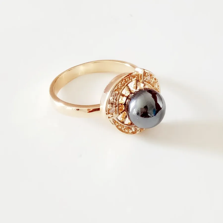 Rings Men Women 2020 New Fashion 585 Gold Color Jewelry Round Pearl Wedding Black Ring | Украшения и аксессуары