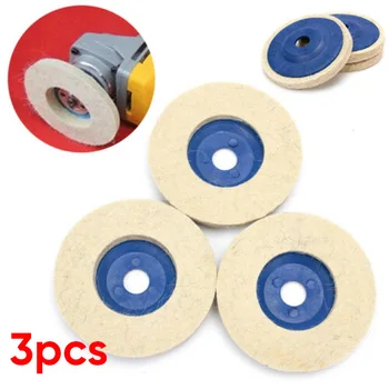 3pcs/set 100mm 4 Inch Wool Buffing Grinding Wheel Felt Polishing Discs Pads Kit
