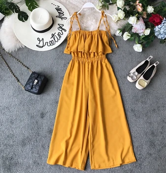 Spring and Summer New Chiffon High Waist Jumpsuit Women Thin Sleeveless Solid Color Road Leg Overalls G759
Spring and Summer New Chiffon High Waist Jumpsuit Women Thin Sleeveless Solid Color Road Leg Overalls G759