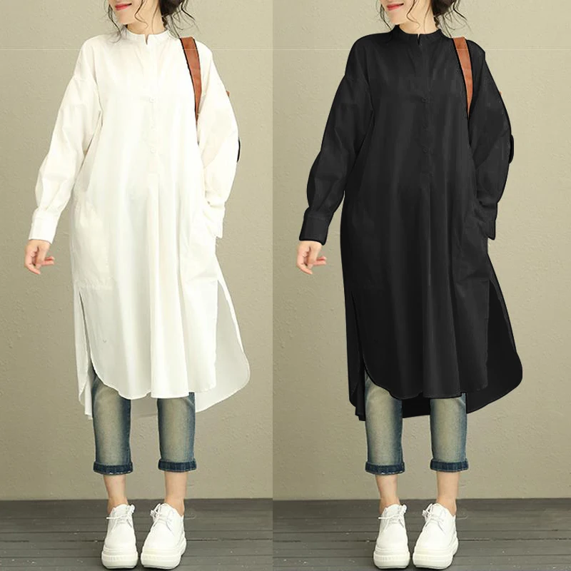 Fashion Women Shirt Dress Long Sleeve Stand Collar Shirts Vintage Dresses Loose Casual Leisure Kaftan Dress Vestidos 2019 Autumn
Fashion Women Shirt Dress Long Sleeve Stand Collar Shirts Vintage Dresses Loose Casual Leisure Kaftan Dress Vestidos 2019 Autumn