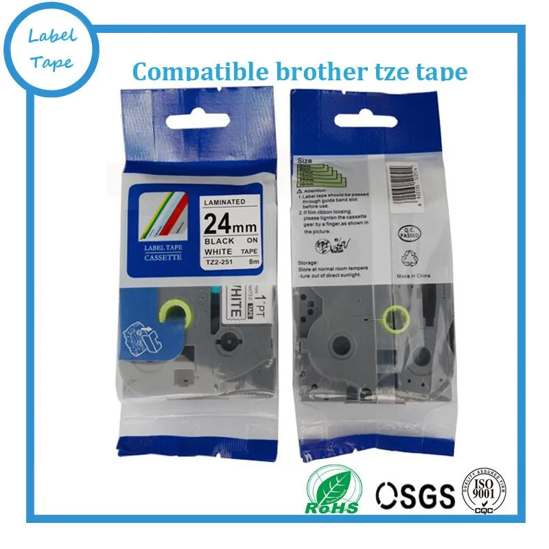 3PK 24 мм черно-белая фотолента для p touch label tape maker tze 251 совместим с brother tze251 |