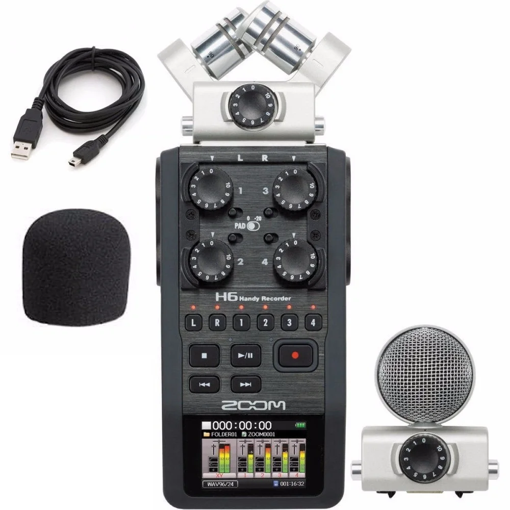 Zoom H6 portable professional handheld digital recorder 6-Track for interview X/Y Side Mic Audio Interface operation multi-track
Zoom H6 portable professional handheld digital recorder 6-Track for interview X/Y Side Mic Audio Interface operation multi-track