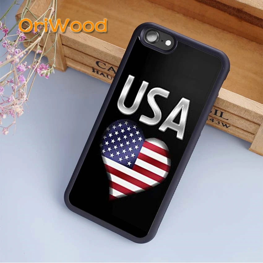 Чехол OriWood с американским флагом США для iPhone 5 6 s 7 8 plus X XR XS 11 12 pro max Samsung Galaxy S6 S7 edge S8 S9