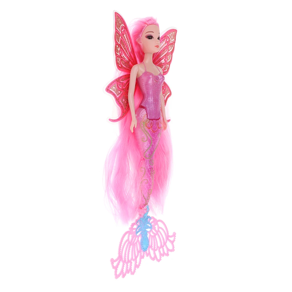 30cm Pink Modern Girl Magical Mermaid Doll with Wing Kids Birthday Gift Children Pretend Play Toy Cake Toppers