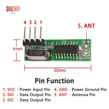 250pcs RF 315Mhz Superheterodyne Receiver Wireless Relay DC 1CH ASK/OOK Module to MCU/ARM DIFODA UNO315Mhz Remote Control
250pcs RF 315Mhz Superheterodyne Receiver Wireless Relay DC 1CH ASK/OOK Module to MCU/ARM DIFODA UNO315Mhz Remote Control