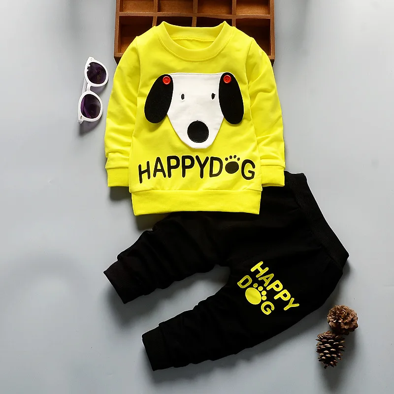 Фото Children Clothing 2017 Spring Autumn Happy Dog Long Sleeved T-shirts Tops + Pants Boys Clothes Outfits Kids Bebes Jogging Suits | Мать и