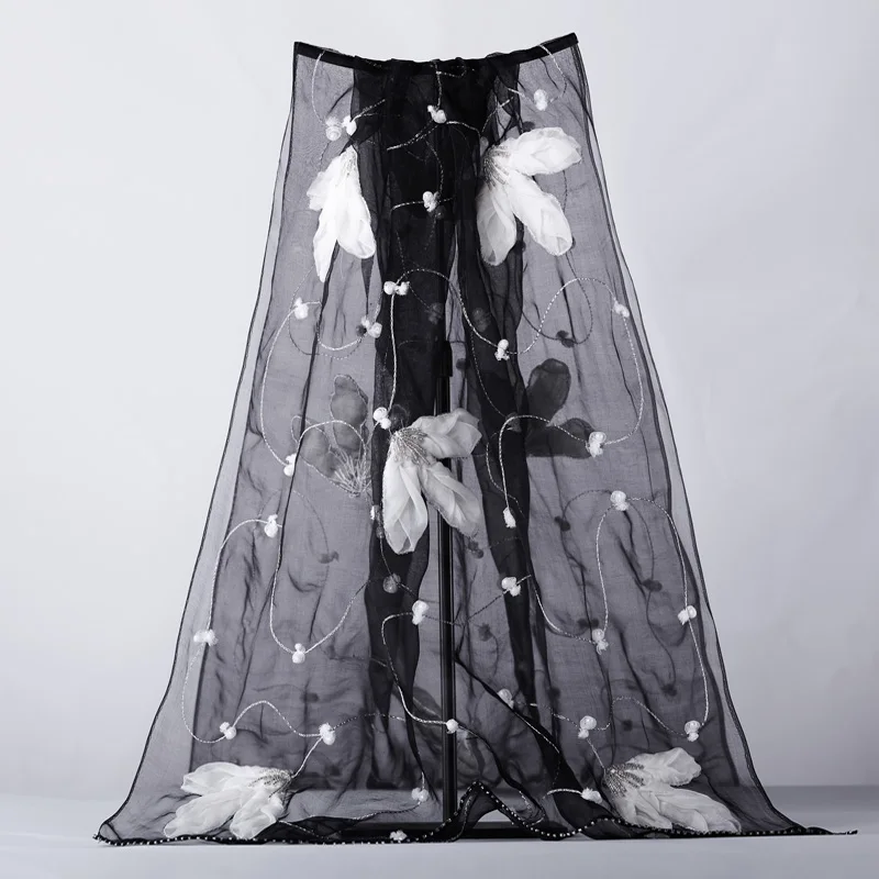 high quality Bohemia handmade black 3D flowers embroidery SILK scarf Shawl size:60*190cm(dry cleaning)
high quality Bohemia handmade black 3D flowers embroidery SILK scarf Shawl size:60*190cm(dry cleaning)