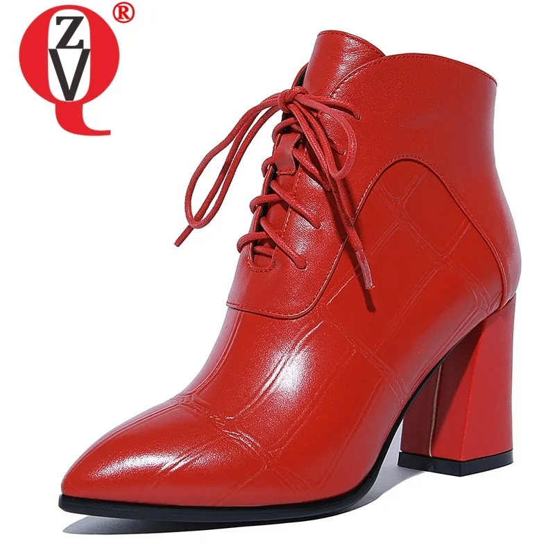 ZVQ woman shoes autumn winter new fashion sexy pointed toe genuine leather ankle boots outside high heels zip cross-tied shoes
ZVQ woman shoes autumn winter new fashion sexy pointed toe genuine leather ankle boots outside high heels zip cross-tied shoes