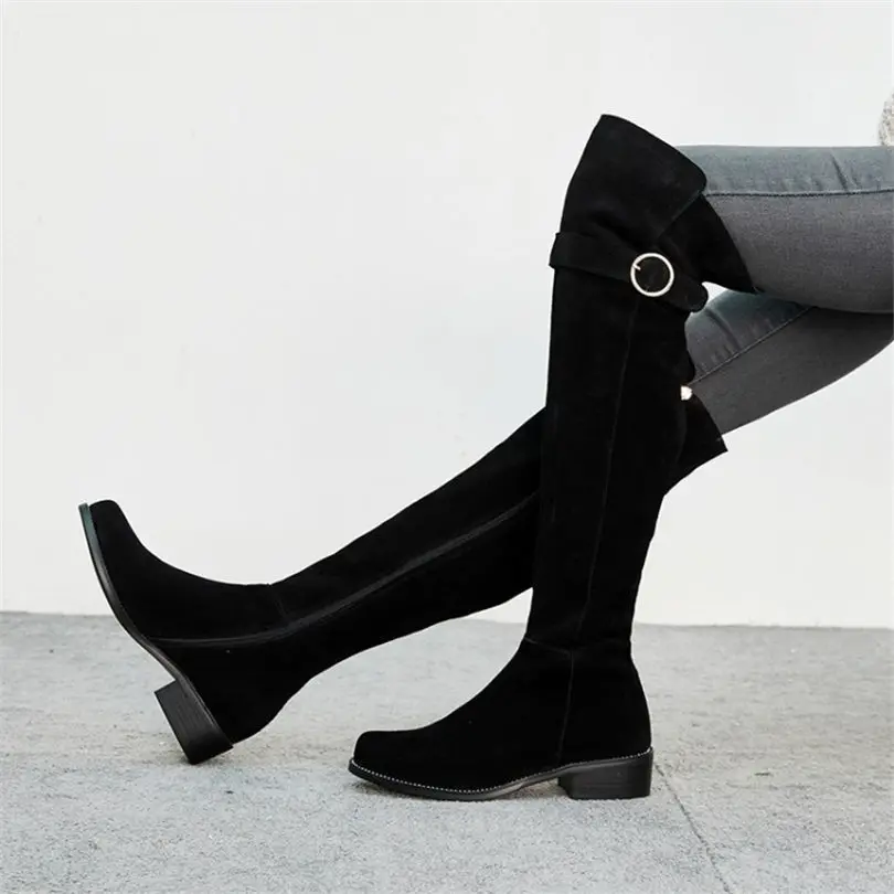 NAYIDUYUN Women Black Cow Leather Round Toe Over The Knee High Boots Low Heel Party Oxfords Winter Riding Boots Casual Shoes 
NAYIDUYUN Women Black Cow Leather Round Toe Over The Knee High Boots Low Heel Party Oxfords Winter Riding Boots Casual Shoes