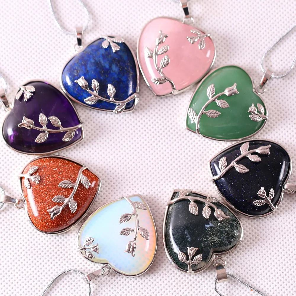 Natural Stone Bead 33X33X9MM Heart Green Aventurine Sandstone Lapis Opal Onyx Pendant 1Pcs With Chain 18inches RK302-309
Natural Stone Bead 33X33X9MM Heart Green Aventurine Sandstone Lapis Opal Onyx Pendant 1Pcs With Chain 18inches RK302-309
